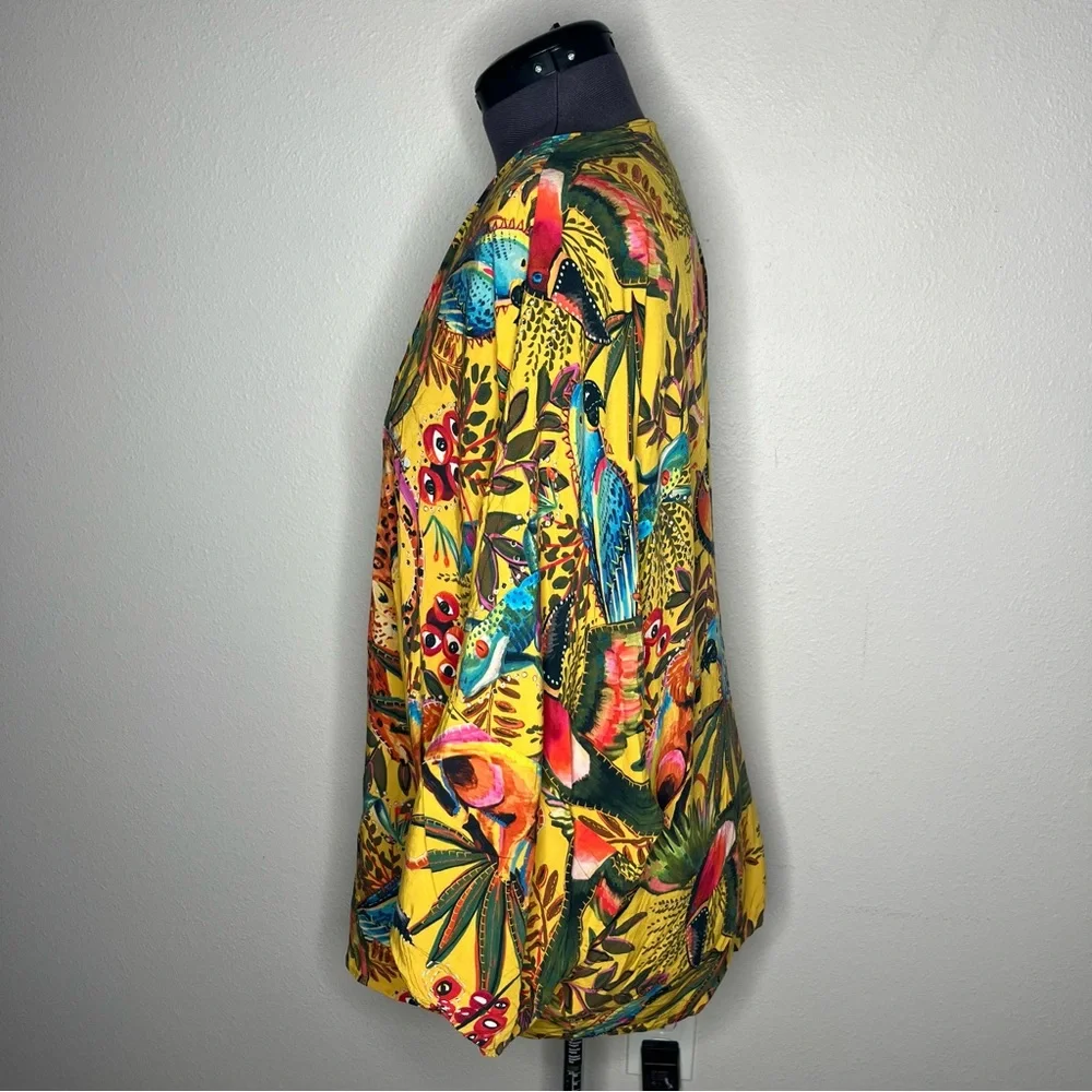 Farm Rio Floral Garden Reversible Open Front Kimono Animal Print Boho Topper - Picture 5 of 16